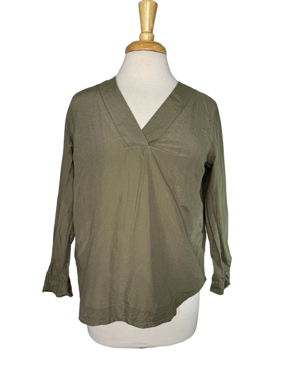 HOPE STOCKHOLM Dive Shirt Olive Green Size 36 Womens Cotton Silk 46 Mens